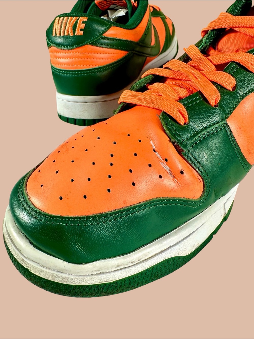 Nike Men’s Dunk Low ‘Miami Hurricane’ Retro Sneakers - Picture 8 of 11